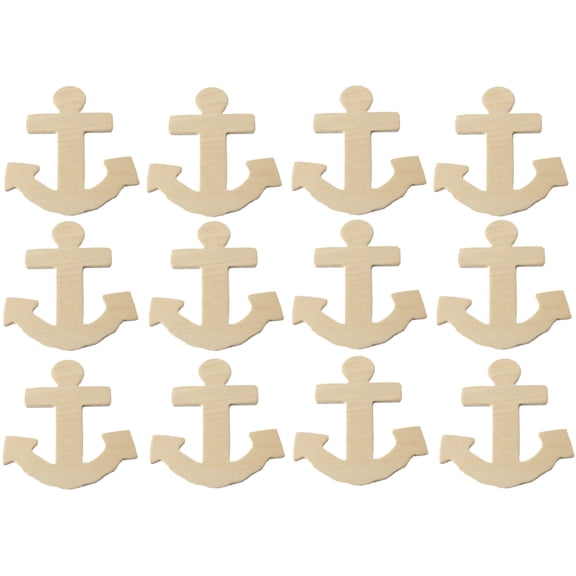 Creative Hobbies® 4 Inch Unfinished Wooden Shapes - Ready to Paint or Decorate Anchor Shape | 12 Pack