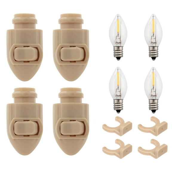 Creative Hobbies 4-Pack Ivory Plug-in LED Night Light with Switch, Manual On/Off, UL Listed | Ideal for Bathroom, Hallway, Garage, Bedroom & Nursery