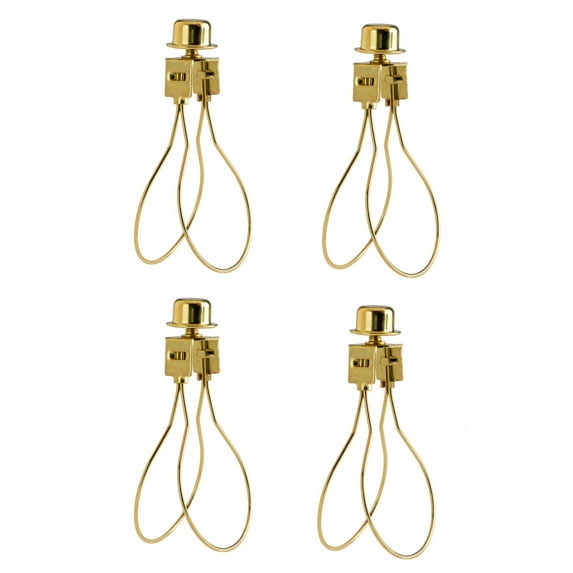 Creative Hobbies 4 Pack -Lamp Shade Light Bulb Clip Adapter Clip on with Shade Attaching Finial Top, Gold Color