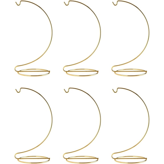 Creative Hobbies 5 Inch Tall Gold Metal Ornament Display Hanger Stands for Displaying Christmas Ornaments - Pack of 6 Stands