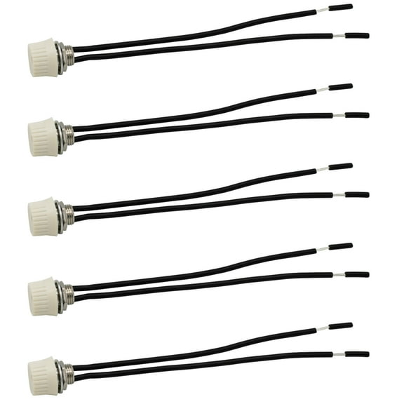 Creative Hobbies 5-Pack Rotary Style On/Off Canopy Light Switch, Lamp Switch, 3/1A at 125/250V, Metal Bushing, 6-Inch Wire Leads | Ideal for Lamp Repair & DIY Projects