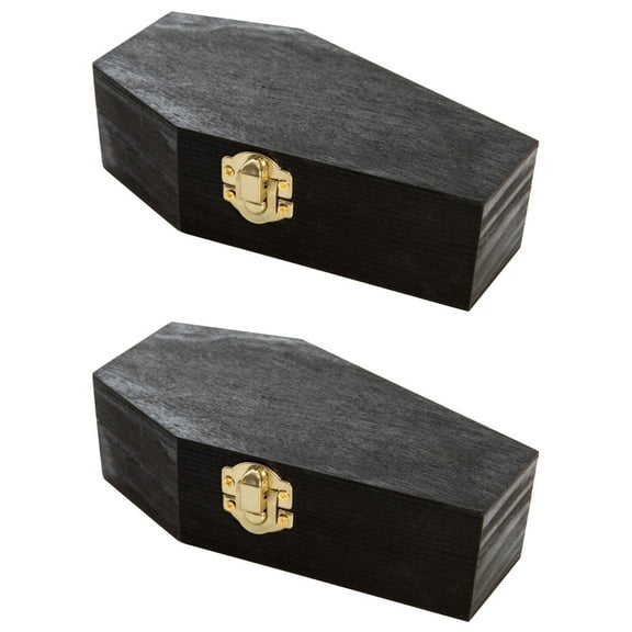 Creative Hobbies 6" Black Painted Wood Coffins - Fillable Mini Casket for Halloween Parties, Goth Dcor, Small Pet Burials, Trinket Storage | 2 Pack