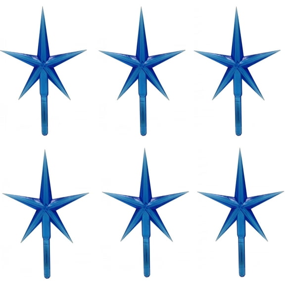 Creative Hobbies 6 Pack Blue Stars Ceramic Christmas Tree Lights Plastic Light Decorations - Replacement Parts Christmas Tree Ornaments