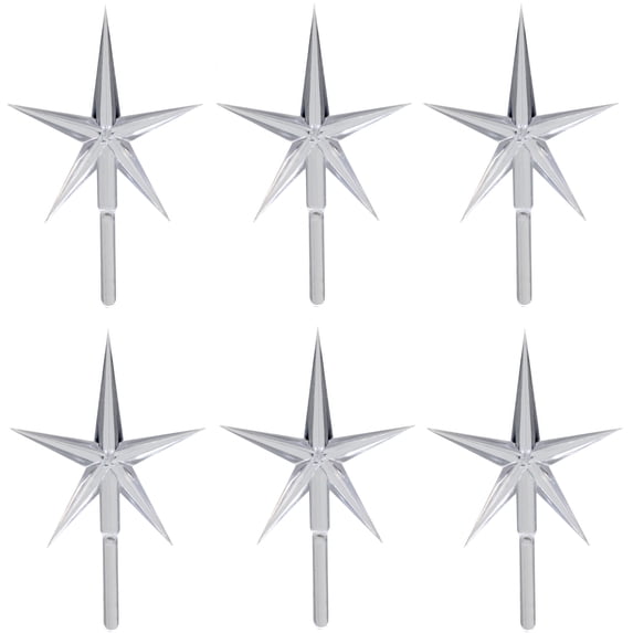 Creative Hobbies 6 Pack Clear Stars Ceramic Christmas Tree Lights Plastic Light Decorations - Replacement Parts Christmas Tree Ornaments (Clear)