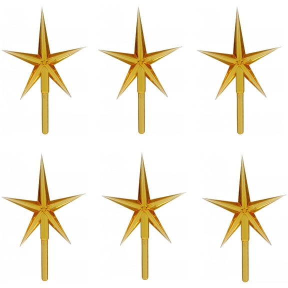 Creative Hobbies 6 Pack Gold Stars Ceramic Christmas Tree Lights Plastic Light Decorations - Replacement Parts Christmas Tree Ornaments