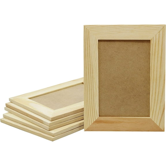 Creative Hobbies 6 in x 8 in Unfinished Solid Pine Wood Picture Frames 12 Pack