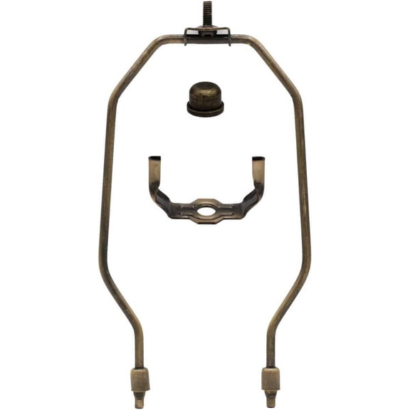 Creative Hobbies® 8 Inch Lamp Harp Kit - Antique Brass Finish | Harp, Finial, and Harp Base Set for Table and Floor Lamps