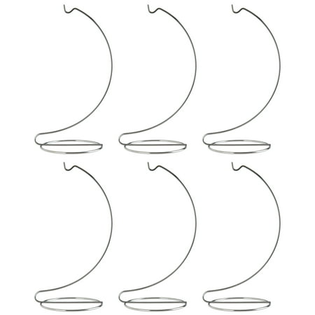 Creative Hobbies 8 Inch Tall Bright Silver Chrome Ornament Display Stand Hanger Holder, Pack of 6