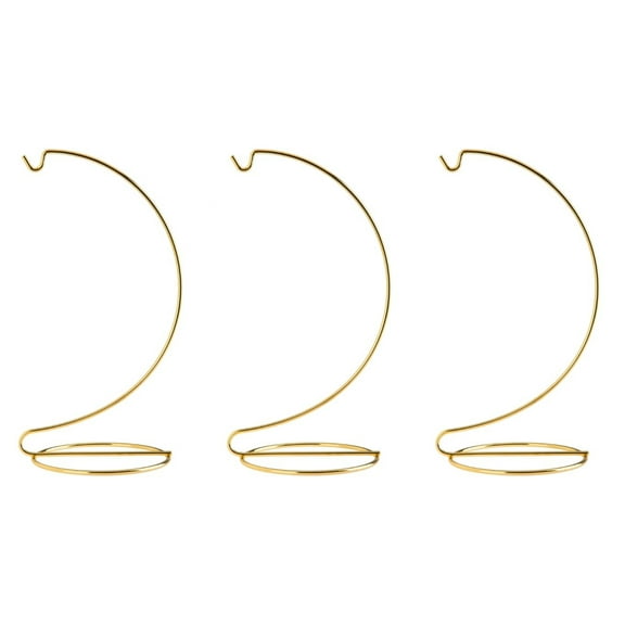 Creative Hobbies 8 Inch Tall Ornament Display Stand Hanger Holder, Pack of 3, Bright Gold Plated