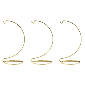Creative Hobbies 8 Inch Tall Ornament Display Stand Hanger Holder, Pack of 3, Bright Gold Plated