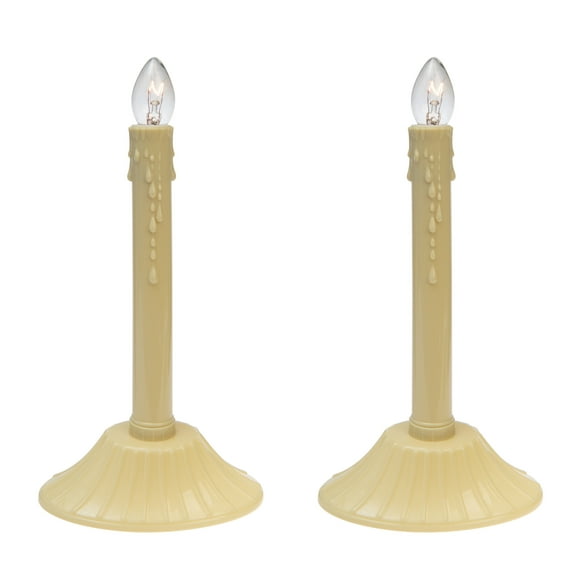Creative Hobbies 9.5" Ivory Candolier Christmas Indoor Candle Lamp - Elegant Clear C7 Light - Perfect for Holiday Decorations and Displays | 2 Pack