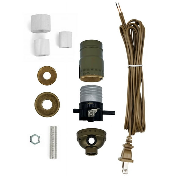 Creative Hobbies Antique Brass Finish Bottle Lamp Kit, 3 Rubber Adapters, Ideal for Wine, Liquor Bottles, Jugs & DIY Projects