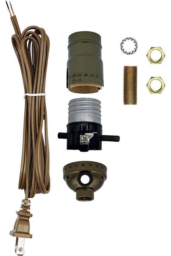Make a Lamp or Repair Kit with Basic Hardware and Matching Cord (Antique)