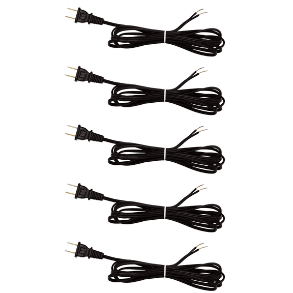 Creative Hobbies Black Lamp Cord, 8 Foot Long, Replacement Lamp Cord Lamp Repair Part, 18/2 SPT-1 Wire, UL Listed (5)