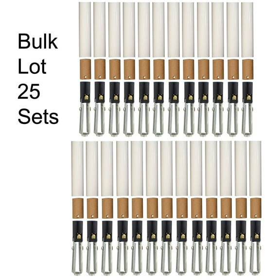 Creative Hobbies Chandelier Lighting Fixture Socket Kit | 25 Pack | Adjustable Height Candelabra E-12 Sockets with Cardboard Insulators and 4-Inch Tall White Plastic Candle Cover Sleeves