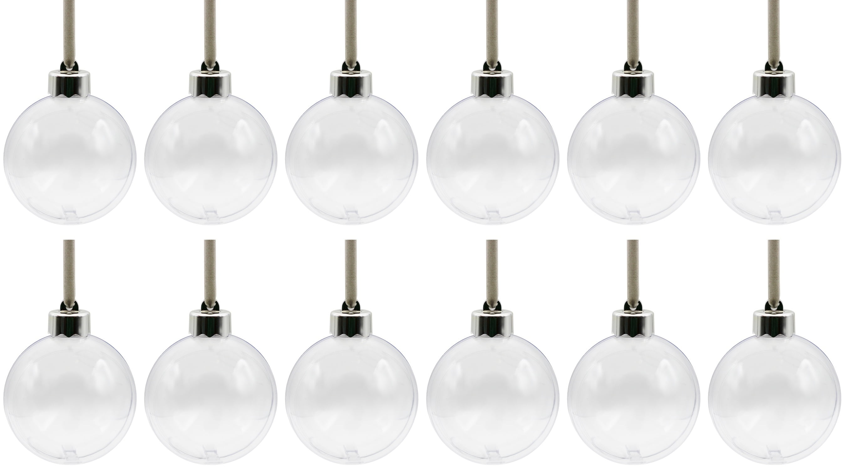 Clear Acrylic Customizable Photo Ornament Balls, 80mm, Set of 12