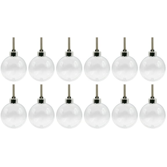 Creative Hobbies Clear Acrylic Photo Ornament Christmas Ball, 80mm (3.15 Inch), with Silver Cap, Hanger Cord, Photo Template - Pack of 12