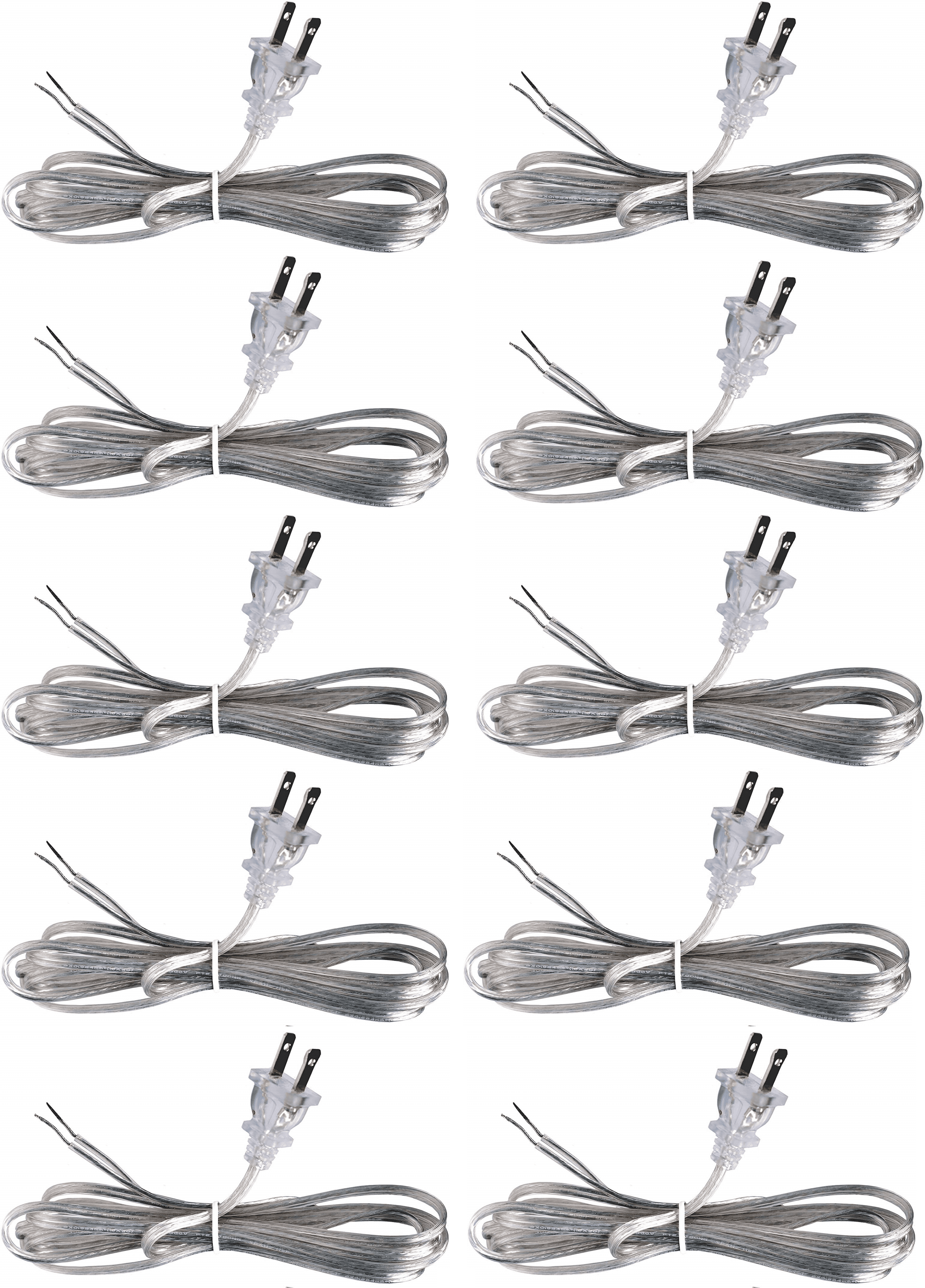 Clear Silver 8-Foot Plastic Lamp Cord Set, 18 Gauge