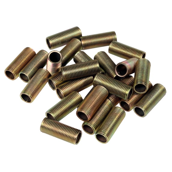 Creative Hobbies ELY1087 - Steel All Thread Lamp Pipe Nipples - 1 Inch Long, Yellow Zinc Coated, 1/8IP Standard Thread, Hardware DIY Repair Part - Pack of 25 Pieces