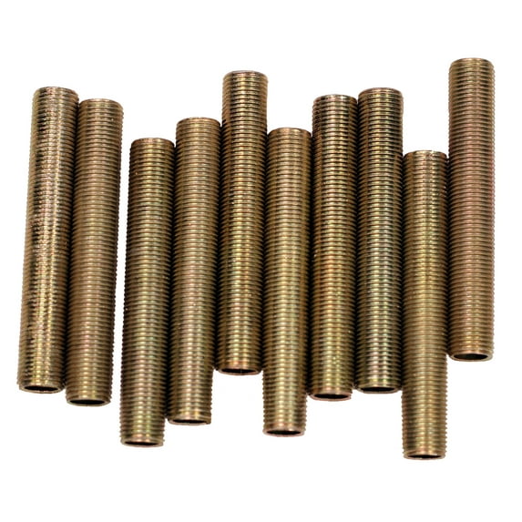 Creative Hobbies ELY1093 - Steel All Thread Lamp Pipe Nipples - 2-1/2 Inch Long, Yellow Zinc Coated, 1/8IP Standard Thread, Hardware DIY Repair Part - Pack of 10 Pieces