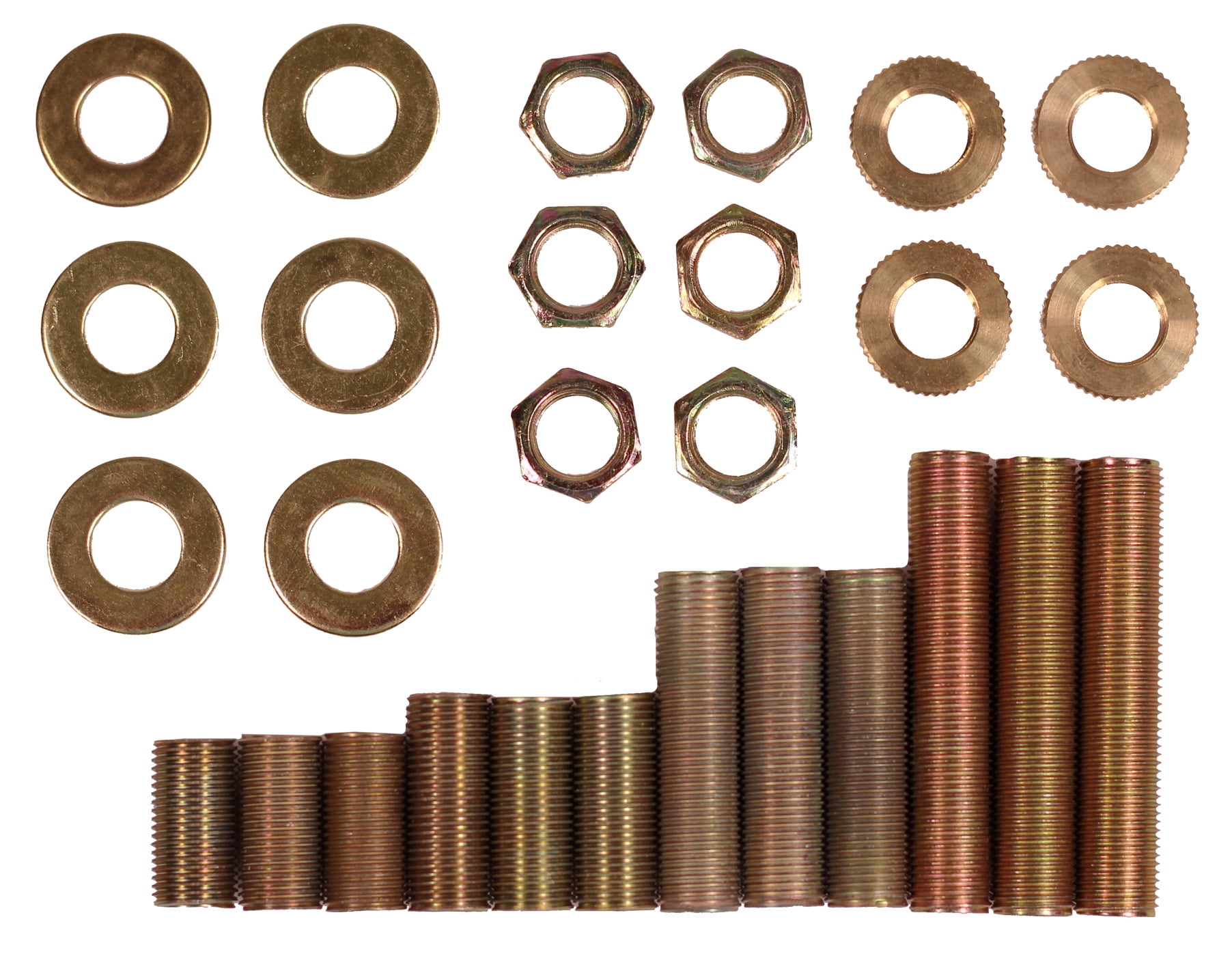 Creative Hobbies ELYPACK - 28 Piece Lamp Repair Hardware Assortment Pack, Includes Pipe Nipples, Washers, Lock Nuts