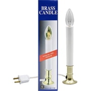Creative Hobbies Electric Window Candle Lamp with Brass Plated Base, On/off Switch, Light Bulb, Ready to Use!