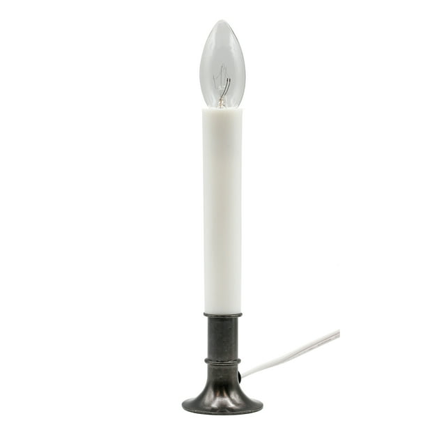 Creative Hobbies Electric Window Candle Lamp with Pewter Base, Dusk to
