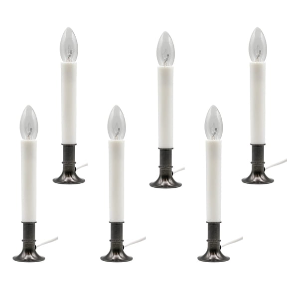 Creative Hobbies Electric Window Candle Lamps with Pewter Plated Base & Dusk-to-Dawn Sensor | Ideal for Home Decor & Special Occasions | 6 Pack Y101