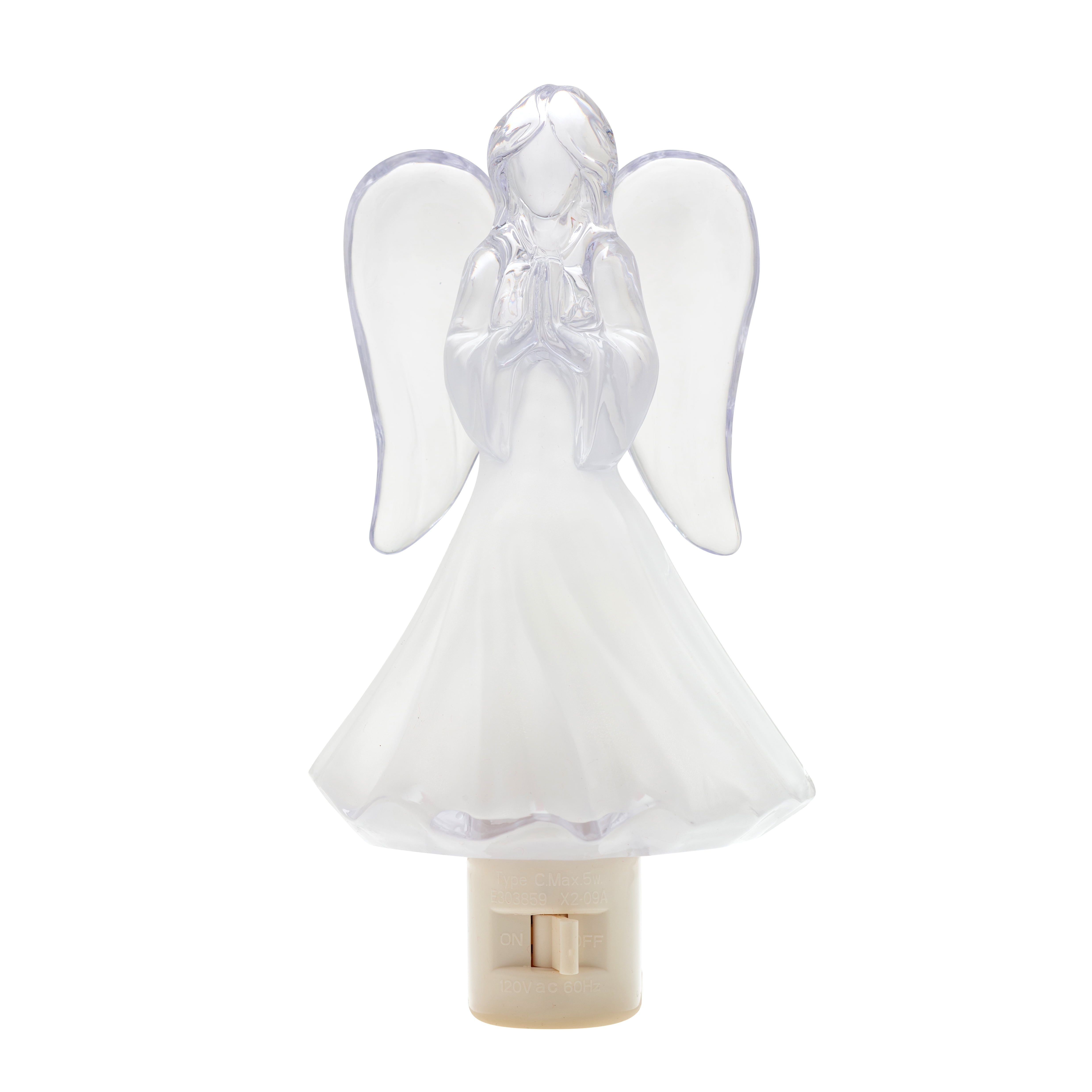 Heavenly Glow Clear and White Angel Night Light with 5W Bulb