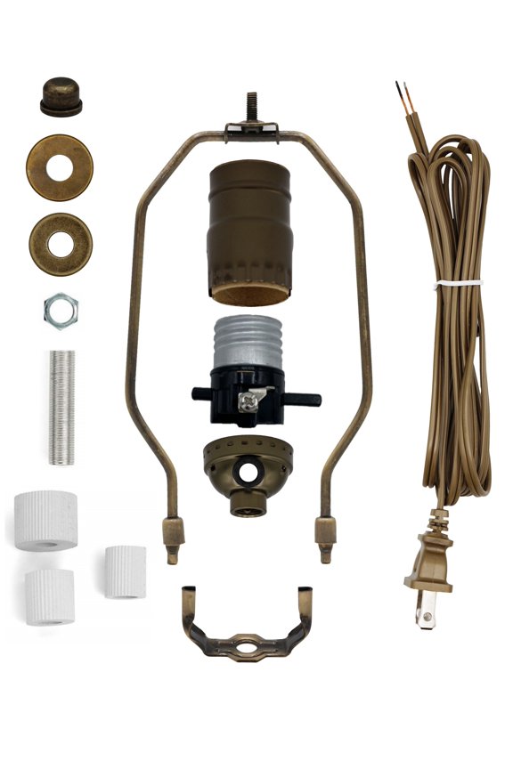 Lamp Kit for Liquor Bottles, Wine Bottles - Includes All Adapters and Parts - Antique Brass Finish