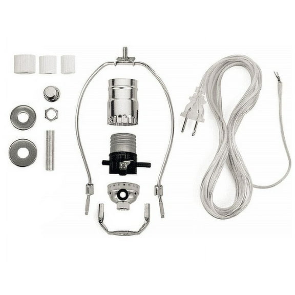 Creative Hobbies Lamp Kit for Liquor Bottles, Wine Bottles - Includes All Adapters and Parts - Silver Finish