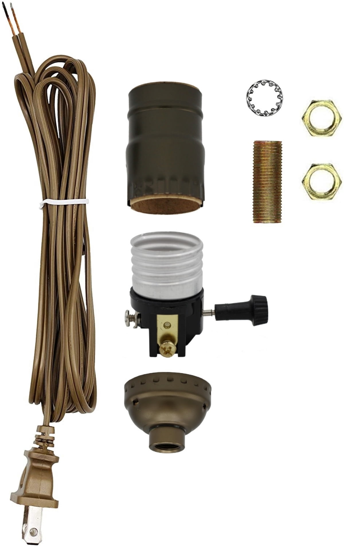 Creative Hobbies Make a Lamp or Repair Kit - All Essential Hardware, 3 Way Socket, and Matching Electric Cord (Bronze)