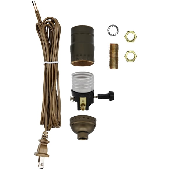 Creative Hobbies Make a Lamp or Repair Kit - All Essential Hardware, 3 Way Socket, and Matching Electric Cord (Bronze)
