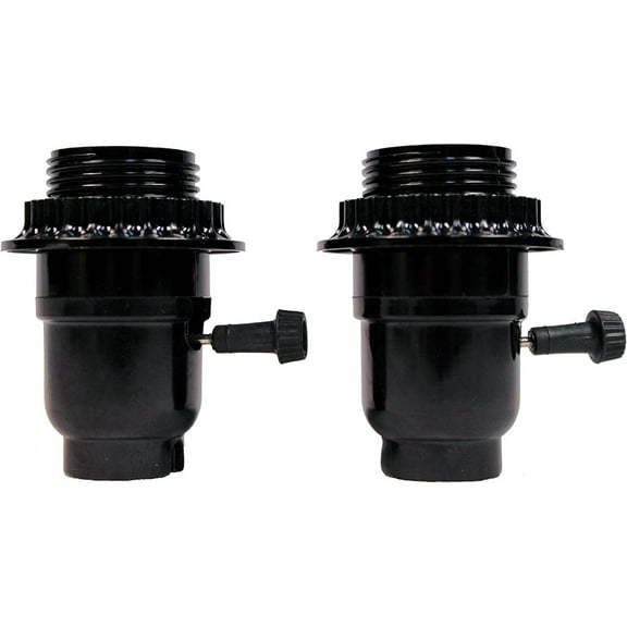 Creative Hobbies Phenolic 3 Way Turn Knob, Medium Base Light Socket, Full Uno Thread and Ring, 1/8 IP Thread Cap -Pack of Two Sockets