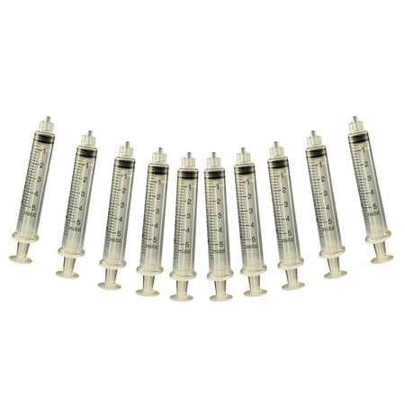 Creative Hobbies Plastic Non-Sterile Dispensing Luer Lock Syringe Without Needle 5ML - Pack of 10