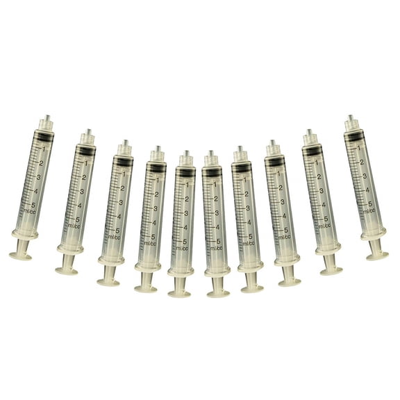 Creative Hobbies Plastic Non-Sterile Dispensing Luer Lock Syringe Without Needle 5ML - Pack of 10