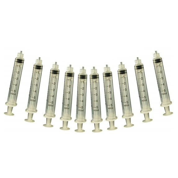 Creative Hobbies Plastic Non-Sterile Dispensing Luer Lock Syringe Without Needle 5ML - Pack of 10