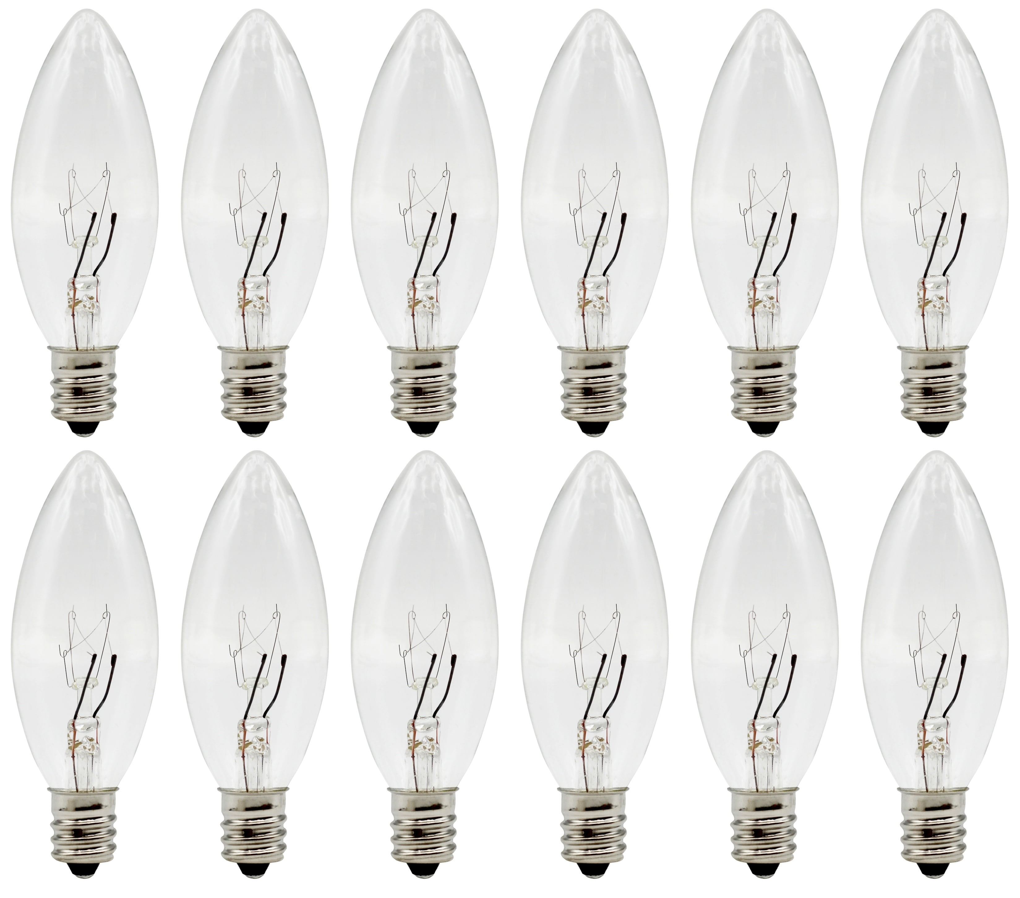 Creative Hobbies Replacement Light Bulbs for Electric Candle Lamps, Window Candles & Chandeliers - 5 Watt Candelabra, Clear, Steady Burning, 120V 5W Bulb - Pack of 12