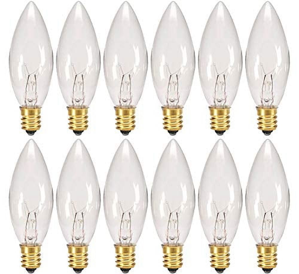 Creative Hobbies Replacement Light Bulbs for Electric Candle Lamps & Chandeliers - 7 Watt, Clear, Steady Burning - Pack of 12