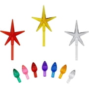 Creative Hobbies Ceramic Christmas Tree Replacement Lights, Medium Twist Light Ornaments, 100 Pc Multi Colors Plus 3 Tree Topper Stars