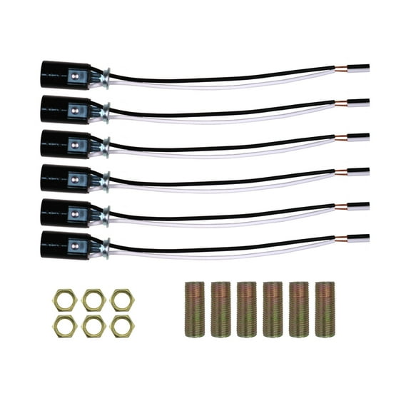 Creative Hobbies #SOCKETHW Candelabra Base Lamp Holder Light Socket, 6 Inch Wire Leads | Mounting Hardware Included (6)