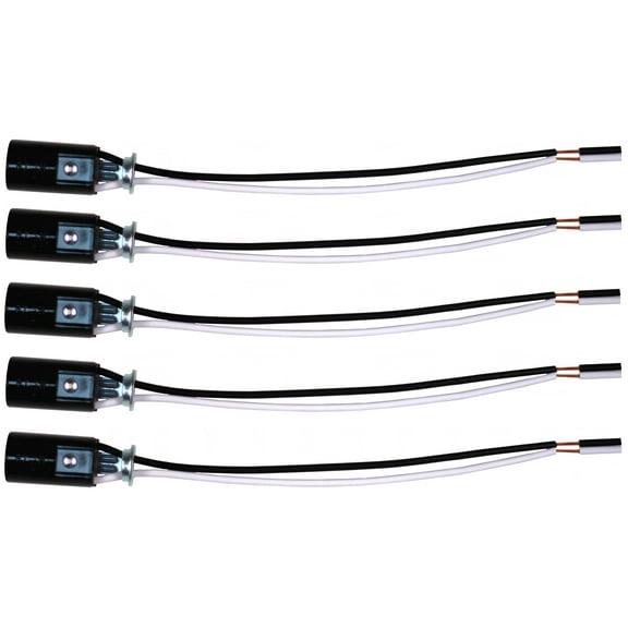 Creative Hobbies #SOCKETHW Candelabra Base Lamp Holder Light Socket, Keyless Phenolic, 6 Inch Wire Leads, Wholesale Pack of 5
