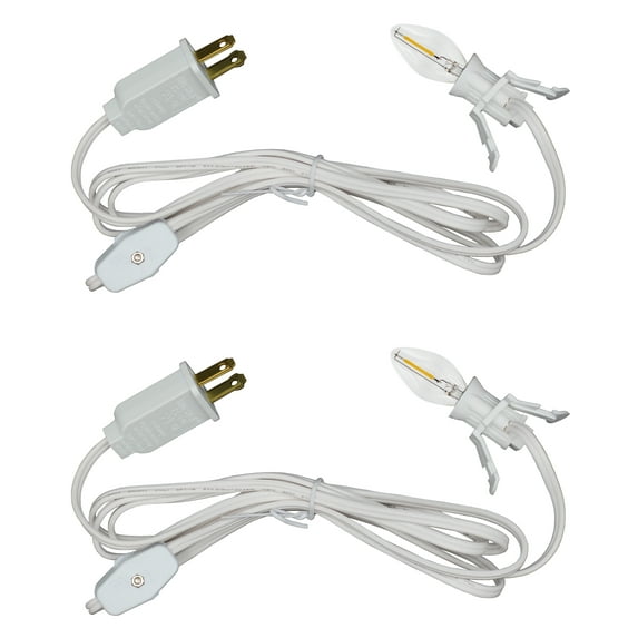 Creative Hobbies Single Light Replacement Clip in Lamp Cord for Christmas Village House Includes LED Light Bulb | 2 Pack