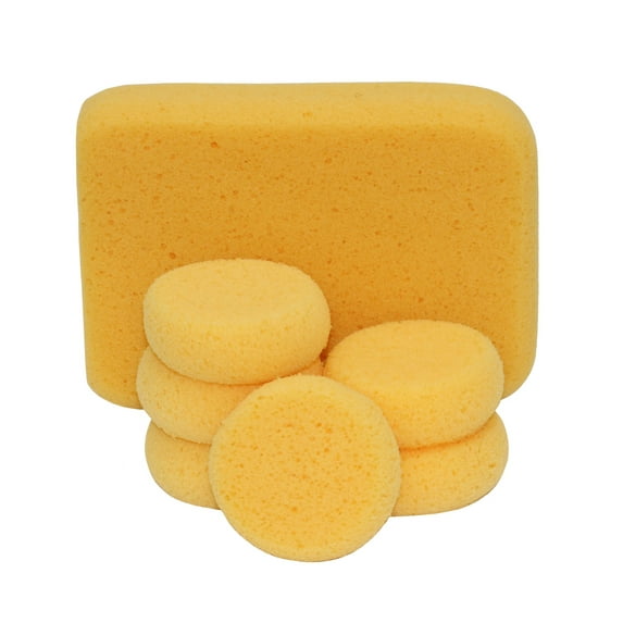 Creative Hobbies Sponge Assortment - Includes 6 Synthetic Sponges 2.5" and 1 Large Grout Sponge Big 7.5 inch x 5 inch x 2 inch Thick
