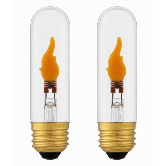 Creative Hobbies Tubular LED Flicker Bulbs, 1W E26 Medium Base, 2 Pack
