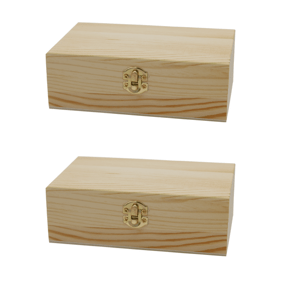 Creative Hobbies Unfinished Wood Craft Box – Light Unfinished Wood with Clasp – Make Your Own Gift Box, Jewelry Box, Photo Box - Decorate with Paint, Ribbon, Decoupage and More – 6" x 4" x 2" | 2 Pack