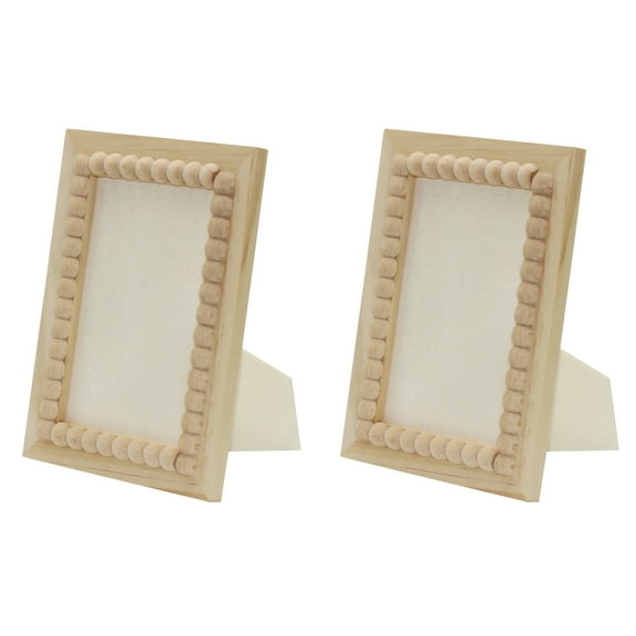 Creative Hobbies Unfinished Wooden Beaded Picture Frame | Paint or Decorate – Fits 4″ × 6″ Photos, Boho Farmhouse Display for Tabletop or Wall | 2 Pack