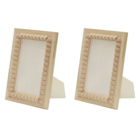 Creative Hobbies Unfinished Wooden Beaded Picture Frame | Paint or Decorate – Fits 4″ × 6″ Photos, Boho Farmhouse Display for Tabletop or Wall | 2 Pack