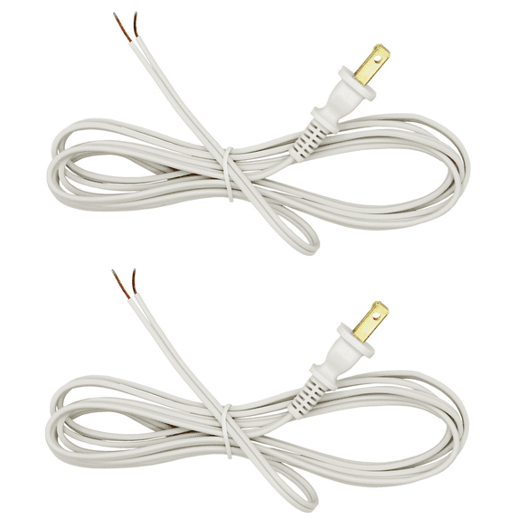 Creative Hobbies White Lamp Cord, 8 Foot Long, Replacement Lamp Cord Lamp Repair Part, 18/2 SPT-1 Wire, UL Listed | 2 Pack