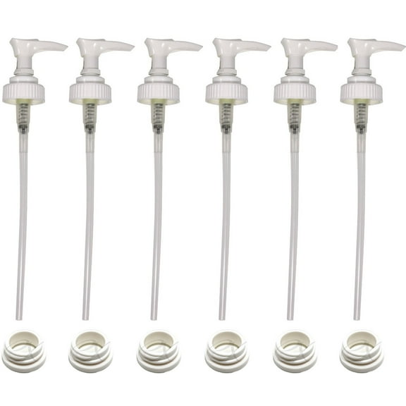 Creative Hobbies White Plastic Lotion Soap Dispenser Pumps with Glue On Screw Collars, Replacements for Soap and Lotion Pumps, Mason Jar Pumps or Bottles and DIY Crafts - 6 Sets